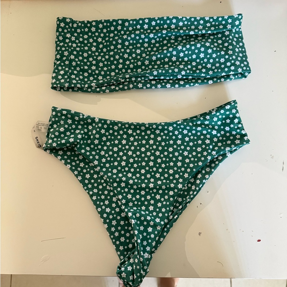 SHEIN Green Floral Bikini Set
